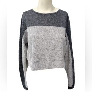 S’edge Apparel Knit Crop Sweater Women’s S Metallic Gray Long Sleeve Top NWT